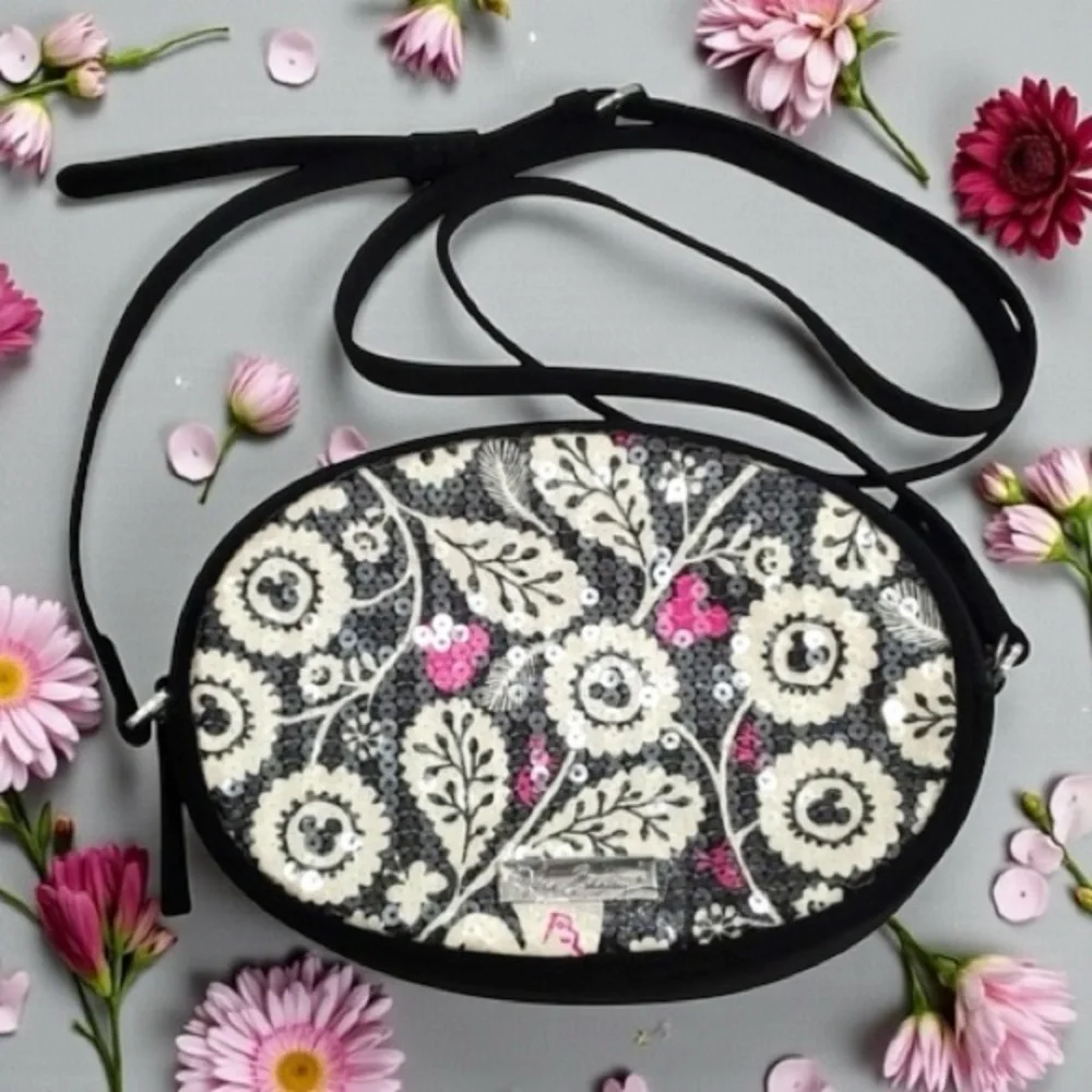 Vera Bradley Disney Mickey & Birdie Sequin Floral Crossbody Bag - Picture 1 of 11